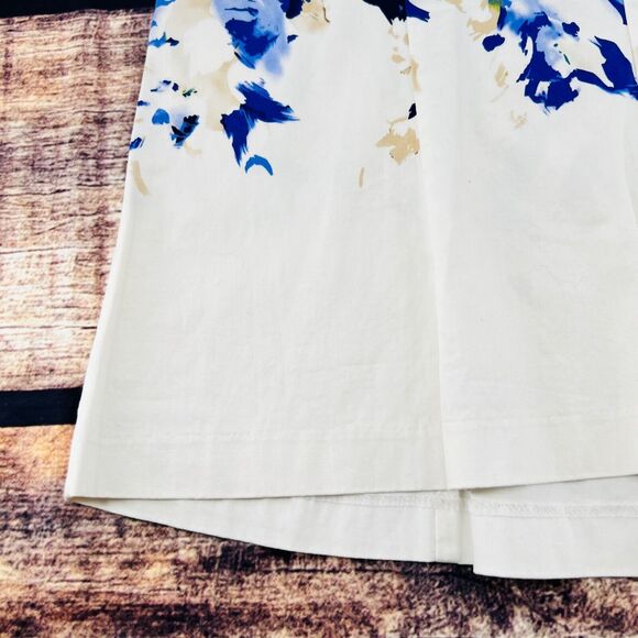 Lane‎ Bryant Pleated A-Line Skirt Women's Size 22 Plus White Blue Yellow Floral - Picture 6 of 10